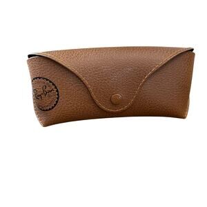Ray- Ban Sunglass Snap Case Pebbled Tan Brown Leather CASE ONLY